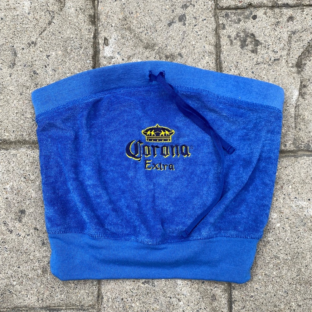 Corona blue towel material crop